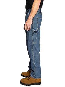 HUECLOSET Embroidered Carpenter Denim Pants 25KERO２59 FULL BLUE Carpenter Denim Jeans, Relaxed Fit, Utility Pocket